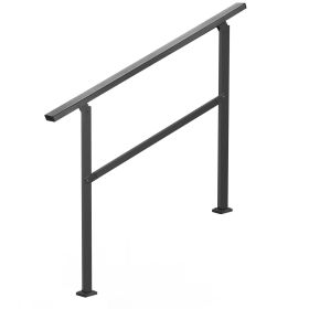 Outdoor Handrails for 2-3 Step Stairs Black Square Tube Easy Install for Senior